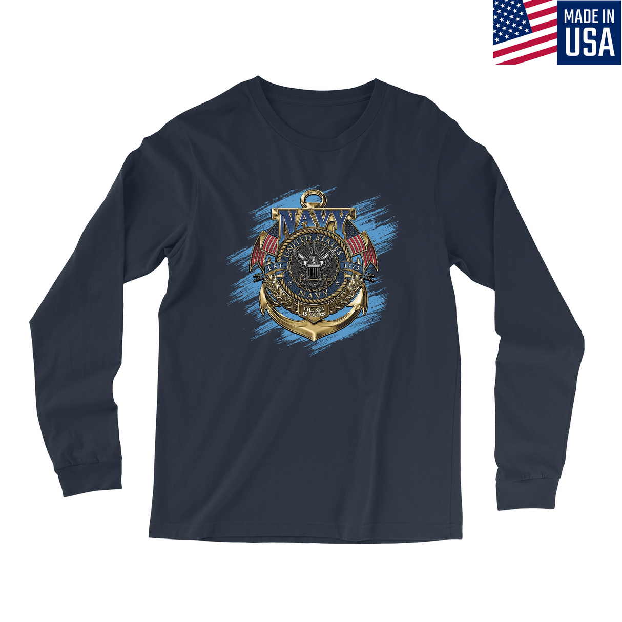 Mens Small Navy Style_Long Sleeve